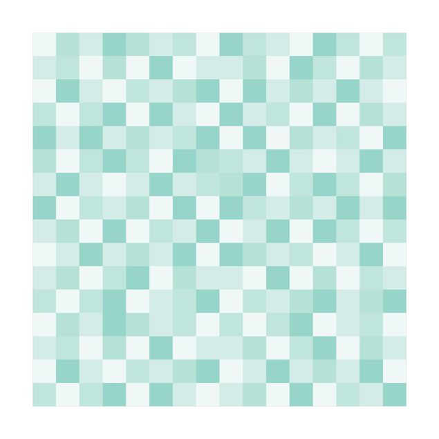 dywan szachownica Geometryczny wzór mozaiki miętowy zielony