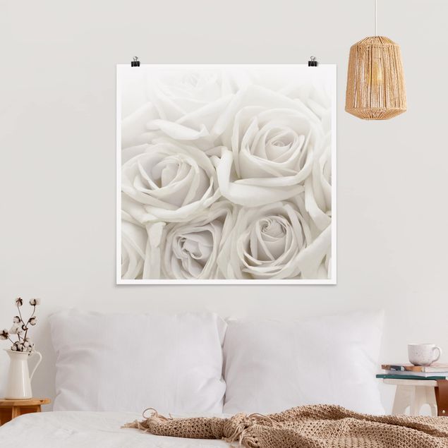 Obrazy do salonu nowoczesne Białe róże