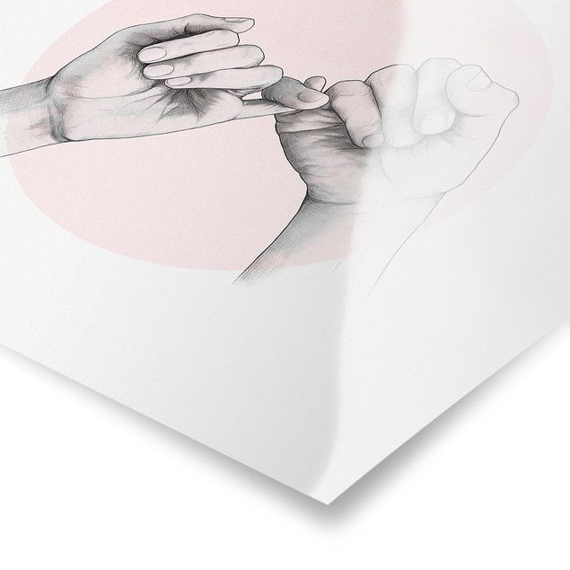 Miłość obrazy Ilustracja dłoni Przyjaźń Koło Różowy Biały