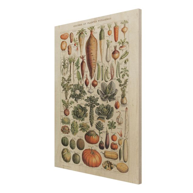 Obrazy na drewnie Tablica edukacyjna w stylu vintage Warzywa