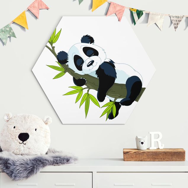 Obraz heksagonalny z Alu-Dibond - Śpiąca panda