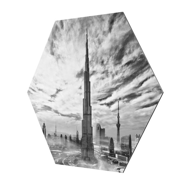Obraz heksagonalny z Alu-Dibond - Dubaj Super Skyline