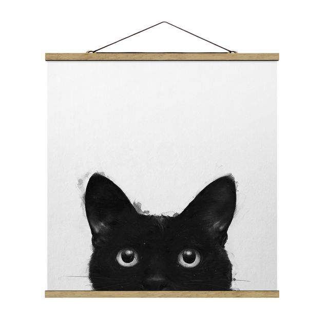 Obrazy koty Ilustracja czarnego kota na białym obrazie