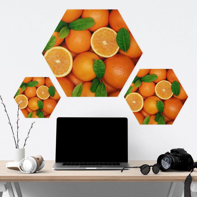 Obraz heksagonalny z Forex - soczyste pomarańcze