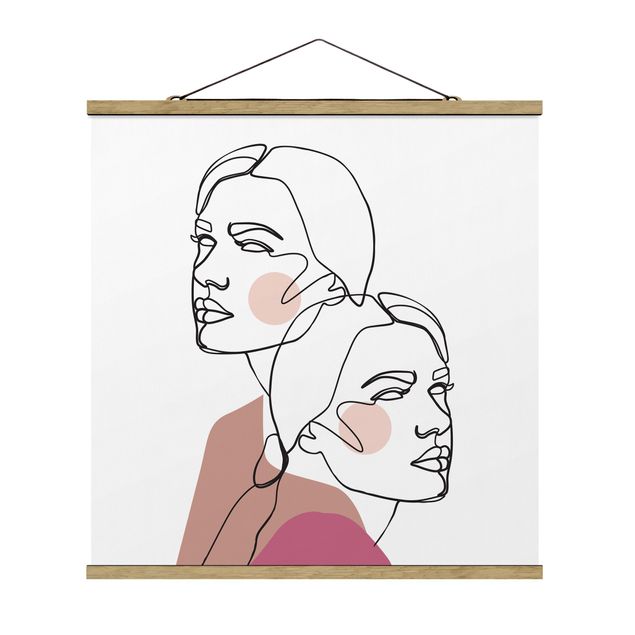 Obrazy nowoczesne Linia Art Kobiety portret policzki różowy