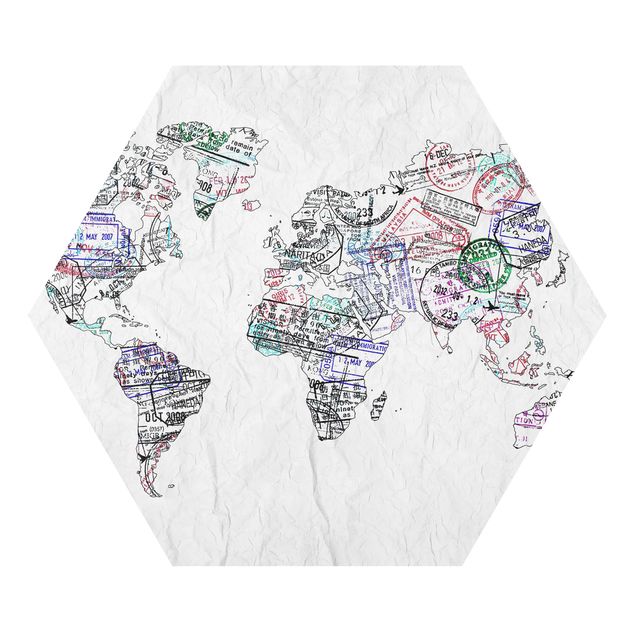Sbraz mapa swiata Mapa świata z pieczątką paszportową