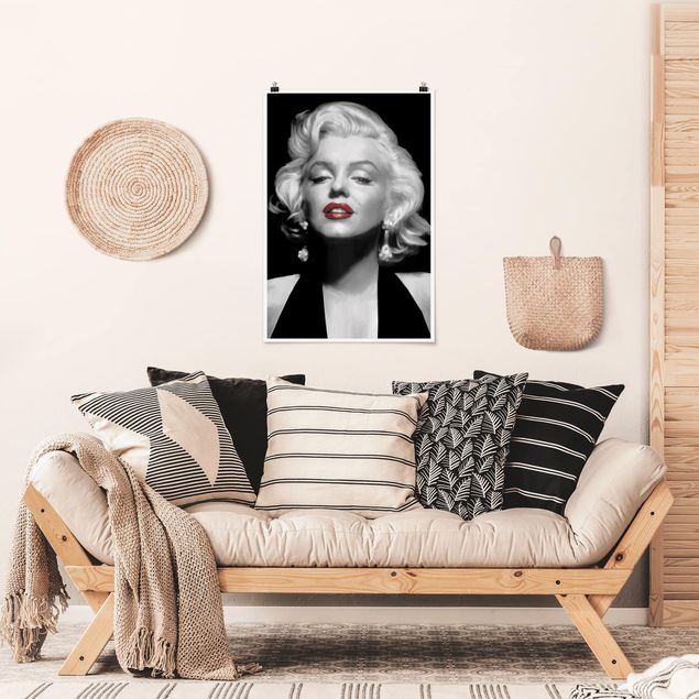 Obrazy do salonu nowoczesne Marilyn z czerwonymi ustami