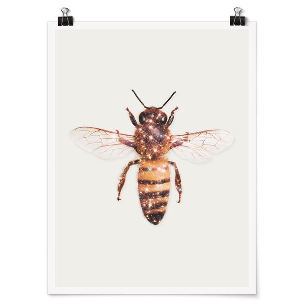 Obrazy ze zwierzętami pszczoła z brokatem