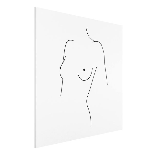 Obrazy do salonu nowoczesne Line Art Nagi biust kobiety czarno-biały