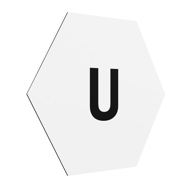 Obraz heksagonalny z Alu-Dibond - Biała litera U