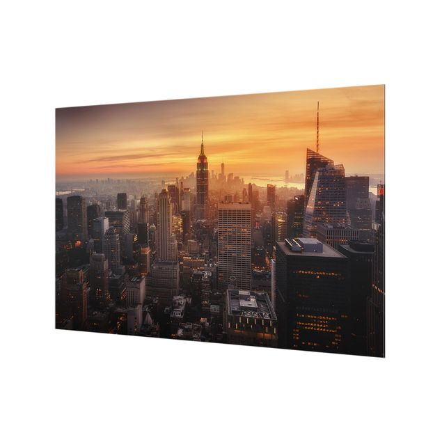 Panel szklany do kuchni - Manhattan Skyline Wieczorny nastrój