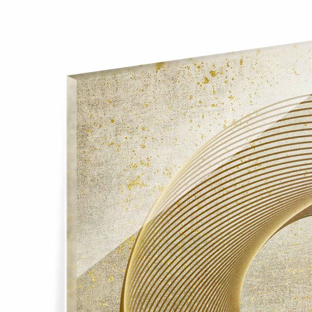 Panel szklany do kuchni - Line Art Circling Spirale Gold