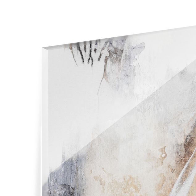 Panel szklany do kuchni - Złoty abstrakcyjny obraz zimowy