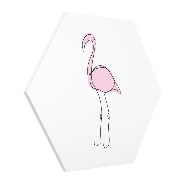 Obraz różowy Flamingo Line Art