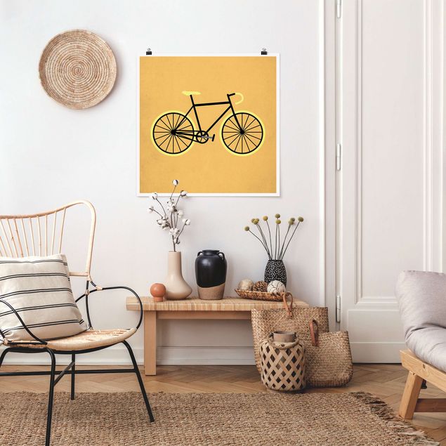 Obrazy do salonu nowoczesne Rower w kolorze żółtym