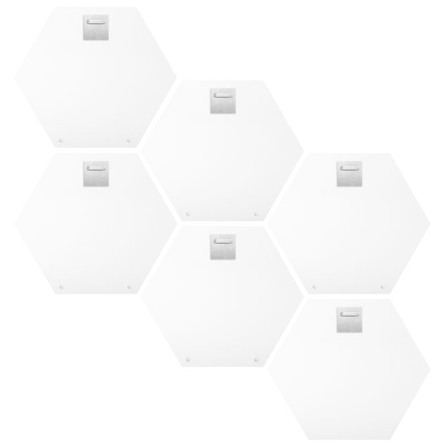 Obraz heksagonalny z Alu-Dibond 6-częściowy - Litery FAMILY Biały zestaw II