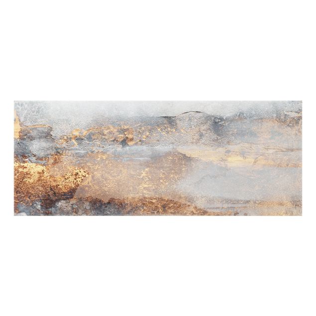 Panel szklany do kuchni - Złoto-szara mgła