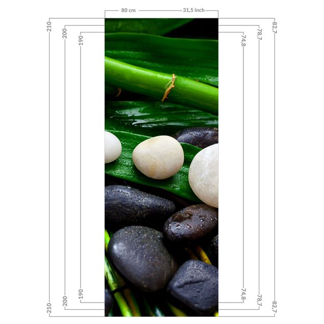 Tylna ścianka prysznicowa - Green Bamboo With Zen Stones