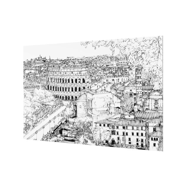 Panel szklany do kuchni - Studium miasta - Rzym