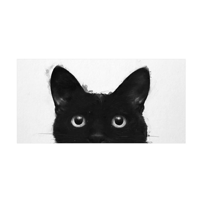 dywan nowoczesny Ilustracja czarnego kota na białym obrazie