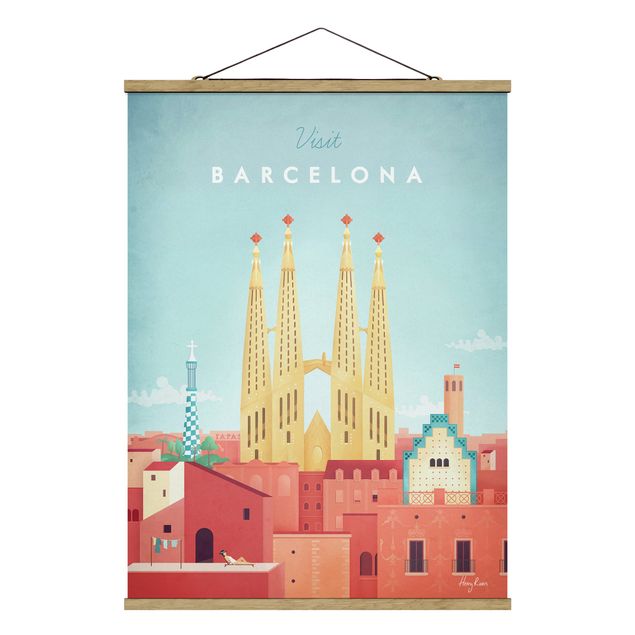 Retro obrazy Plakat podróżniczy - Barcelona