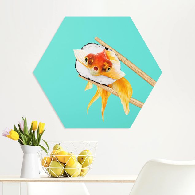 Obrazy nowoczesne Sushi z złotą rybką