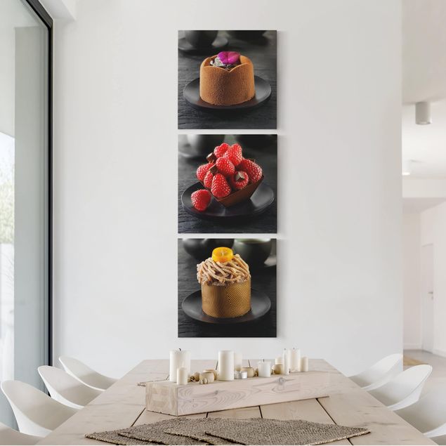 Nowoczesne obrazy Tartaletki czekoladowe z malinami