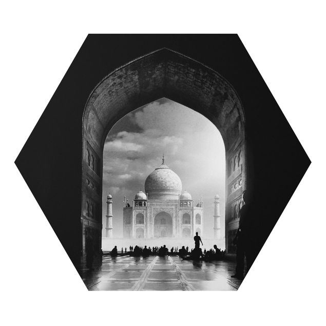 Obraz heksagonalny z Alu-Dibond - Brama do Tadż Mahal