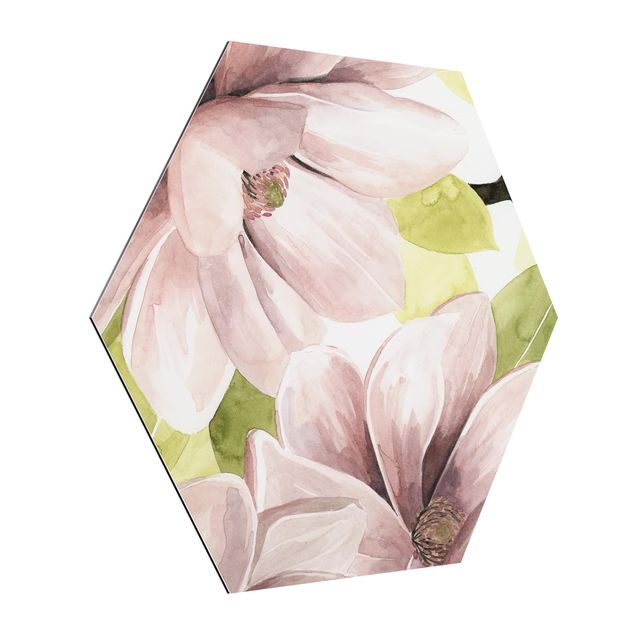 Obraz heksagonalny z Alu-Dibond - Magnolia Blushes II
