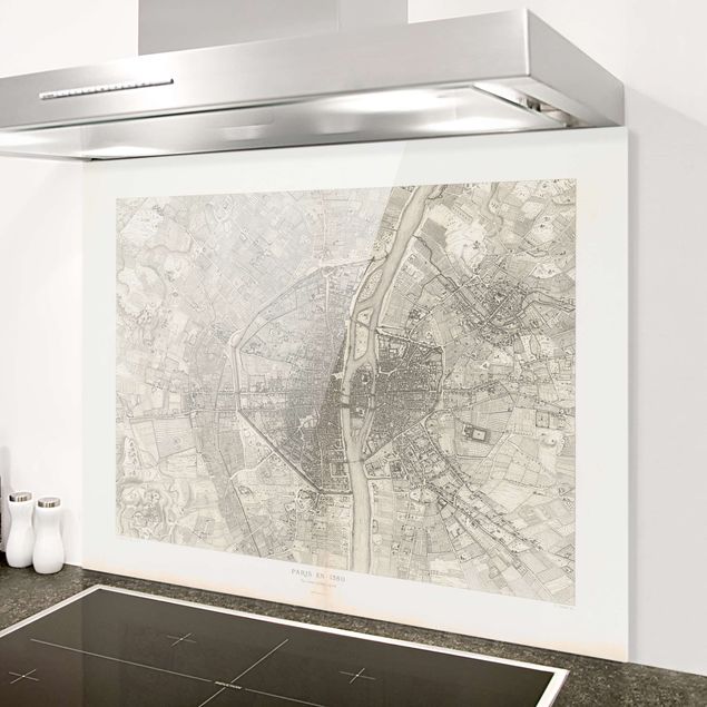 Dekoracja do kuchni Mapa Paryża w stylu vintage