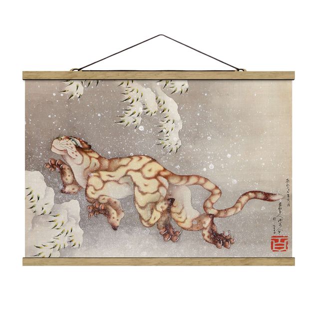 Obrazy ze zwierzętami Katsushika Hokusai - Tygrys w burzy śnieżnej