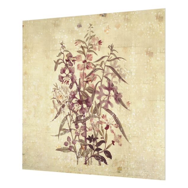 Panel szklany do kuchni - Vintage floral Linen Look