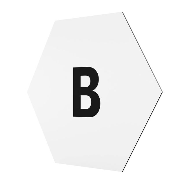 Obraz heksagonalny z Alu-Dibond - Biała litera B