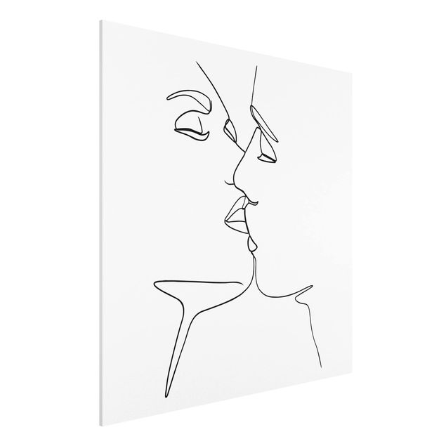 Obrazy do salonu nowoczesne Line Art Pocałunek twarzy czarno-biały