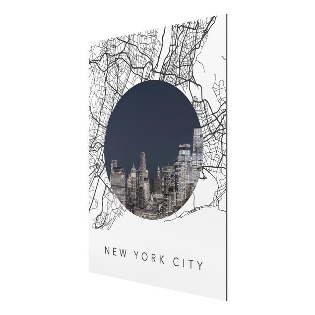 Obrazy nowoczesne Kolaż z mapą miasta Nowy Jork