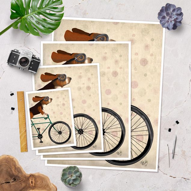 Obrazy retro Wycieczka rowerowa - Basset na rowerze