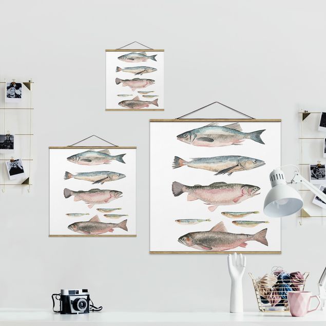 Obrazy na ścianę Siedem rybek w akwareli I