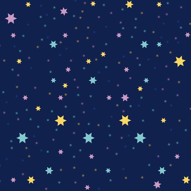 Folia samoprzylepna - Dziecięcy wzór w nocne niebo z kolorowymi gwiazdami
