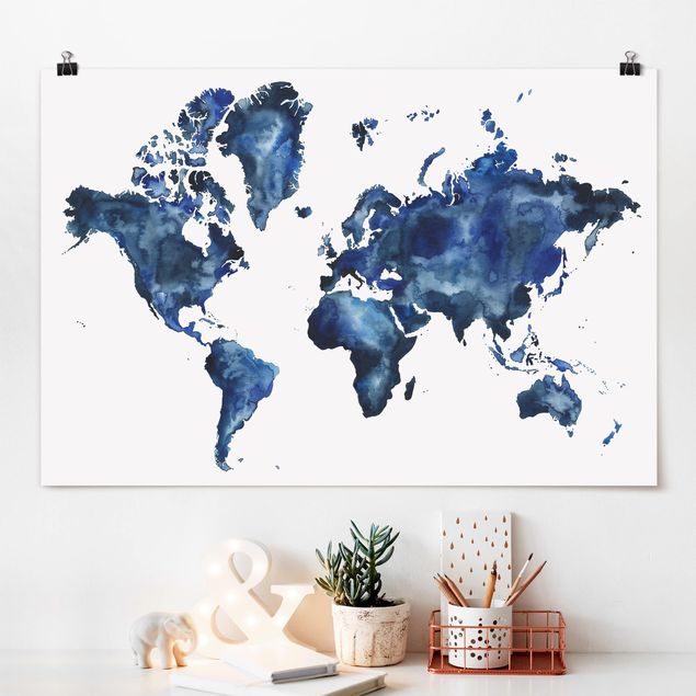 Dekoracja do kuchni Wodna mapa świata światło