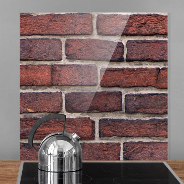 Dekoracja do kuchni Czerwona ściana z kamienia łupanego