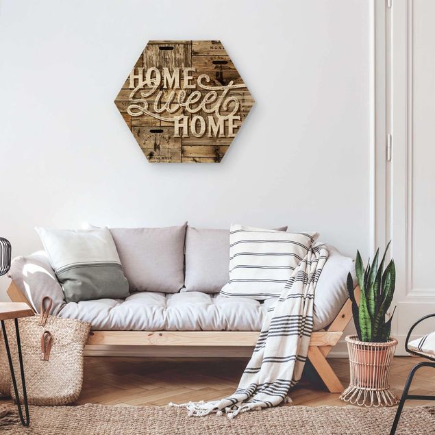 Obrazy na ścianę Ściana drewniana w stylu "Home sweet home".