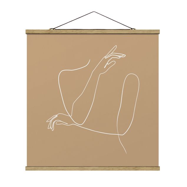 Obrazy nowoczesne Line Art Ręce kobiety beżowy