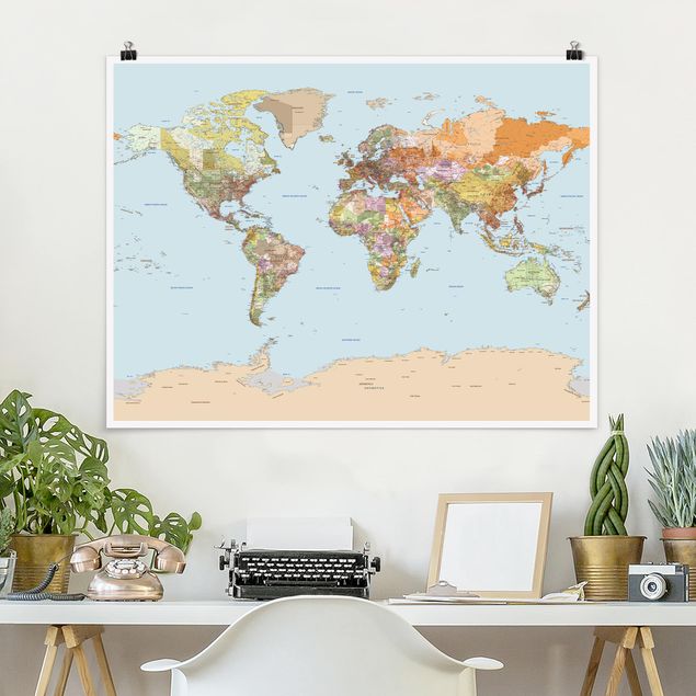 Dekoracja do kuchni Polityczna mapa świata
