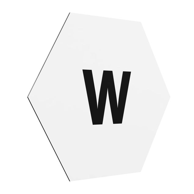 Obraz heksagonalny z Alu-Dibond - Biała litera W
