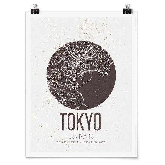 Obrazy do salonu Mapa miasta Tokio - Retro