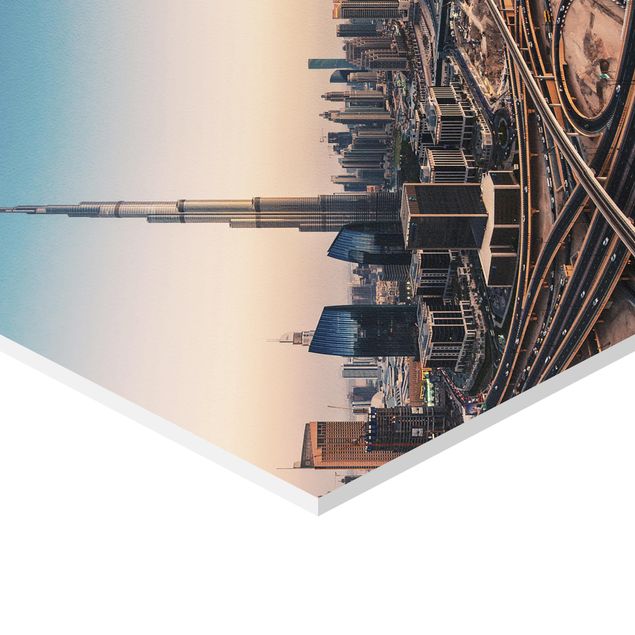 Obraz heksagonalny z Forex - Wieczorna atmosfera w Dubaju