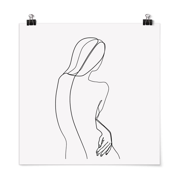 Obrazy portret Line Art Kobieta z tyłu czarno-biały