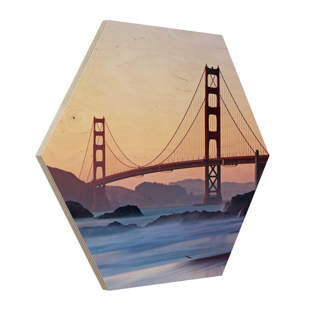 Obraz heksagonalny z drewna - Romans w San Francisco