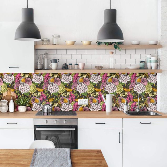 Panele szklane do kuchni European Robin With Flowers
