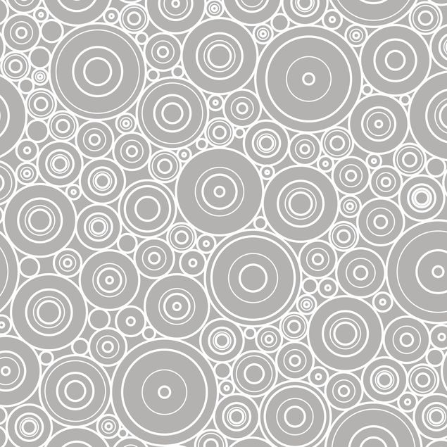 Okleina meblowa wzory 60s retro wzór koła jasnoszary biały